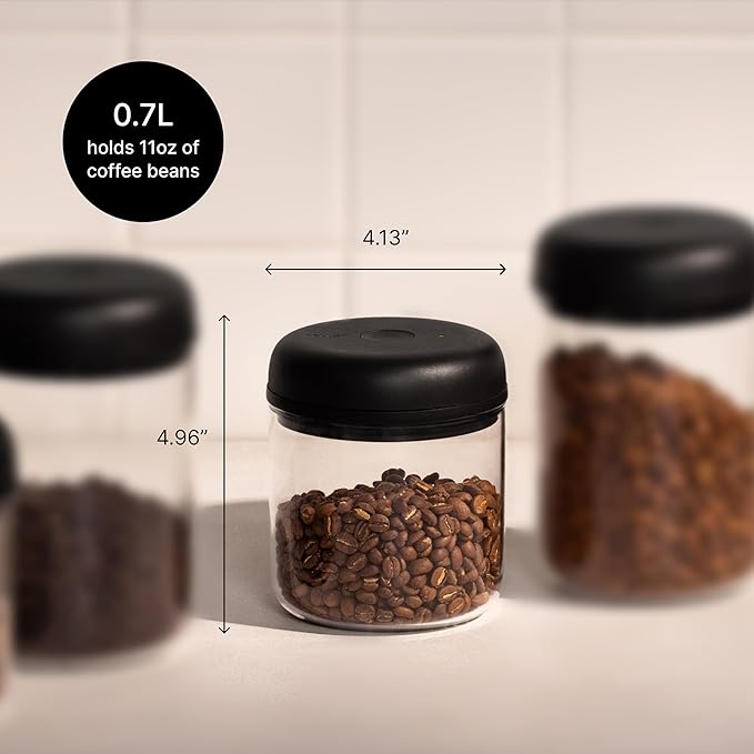 Fellow Atmos Electric Vacuum Canister & Storage Container - Airtight Coffee & Food Storage Containers - Coffee Containers - (Matte Black, 0.7 Liter)