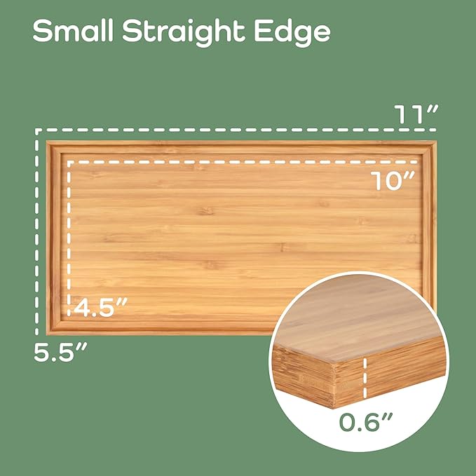 BambooMN Organic Bamboo Serving Tray, Vanity, Tea Serving, Appetizers, Snacks, Charcuterie Board, 11"x5.5"x0.6" - 10 Trays