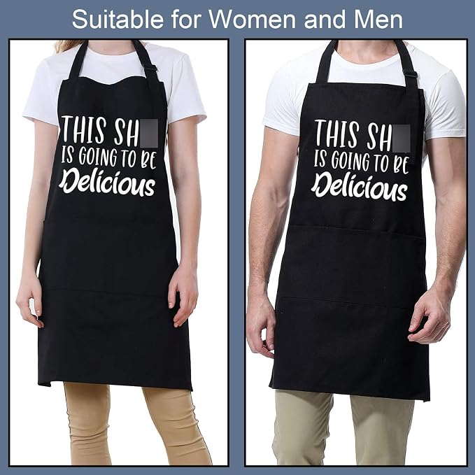 Miracu Funny Cooking Aprons for Women, Funny Baking Aprons for Men Dad, Mens Cooking Gifts for Bakers Husband Boyfriend - Fathers, Mothers Day, Birthday Kitchen Gifts for Men, BBQ Grilling Presents - Image 4