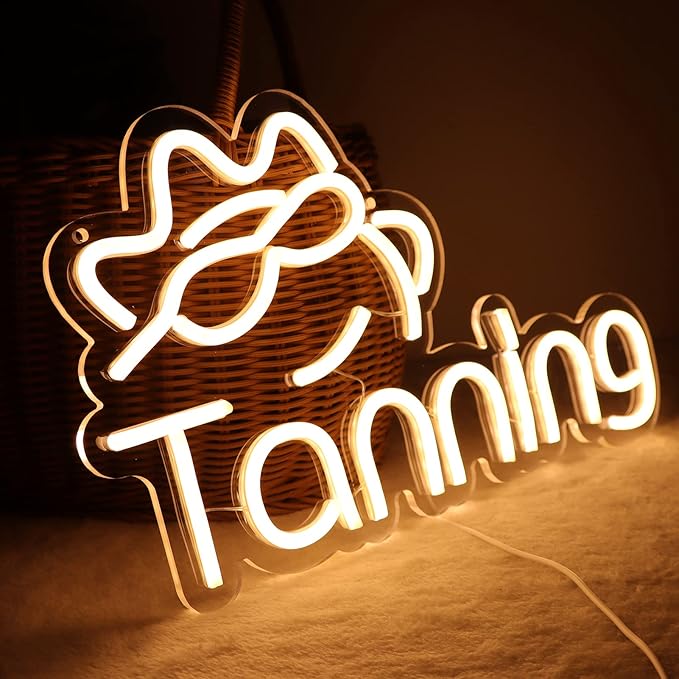 JFLLamp Tanning Neon Signs for Wall Decor Neon Lights for Bedroom Led Business Signs Suitable for Tanning Shop Christmas Birthday Party Unique for Lover, 5V Power Adapter, 16 * 10 Inch(Warm White)
