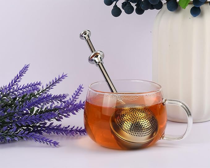 Flour Sifter 304 Stainless Steel Flour Duster Tea Strainer set of 2 Spring-operated Handle Strainer for Baking, Sifting Sugar, Flour, Spices, and Herbs