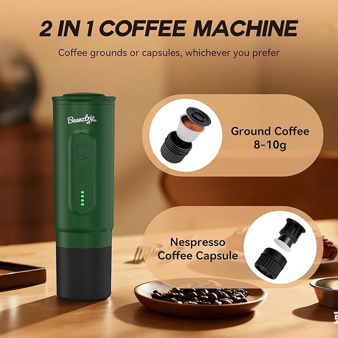 H02 PRO Portable Espresso Maker, Compatible with NS Capsule & Ground Coffee, Women's Day Gift Coffee Maker, 20 Bar Self-heating Small Electric Travel Espresso Machine for Camping, Hiking