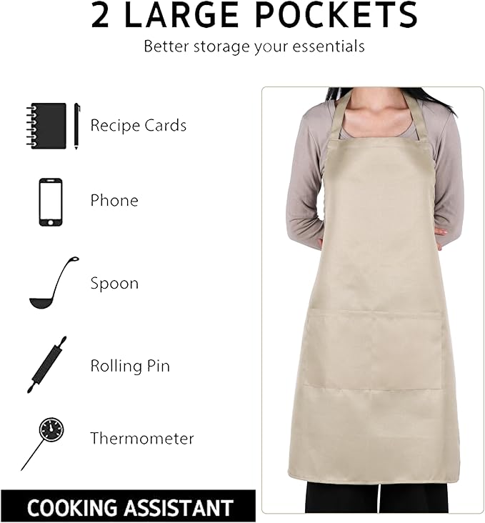Bib Aprons- Mixed Color Apron with Pockets, for Kitchen Cooking Restaurant BBQ Painting Crafting - Image 4