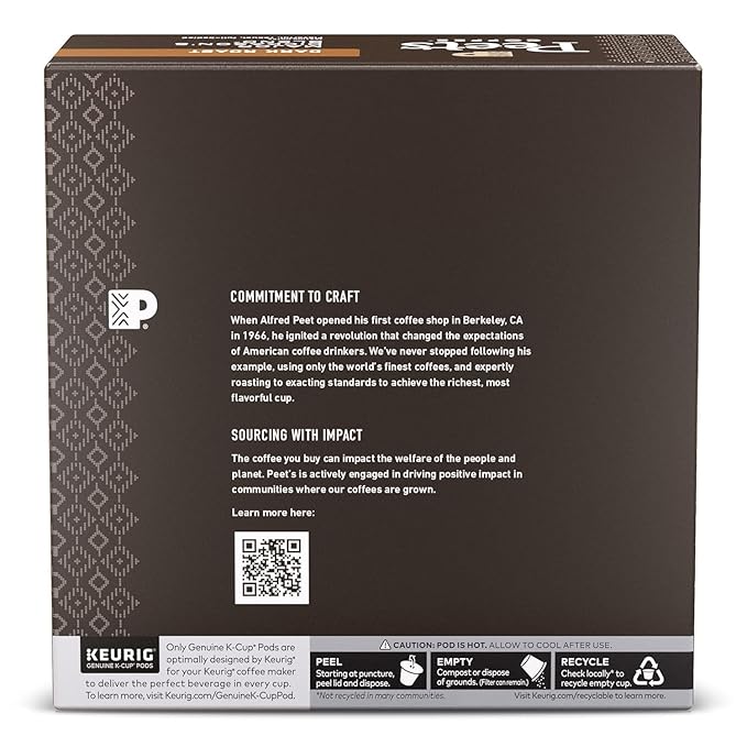 Peet's Coffee, Dark Roast Keurig K-Cup Pods, 100% Arabica Coffee - Major Dickason's Blend 32 Count (1 Box of 32 K-Cup Pods)