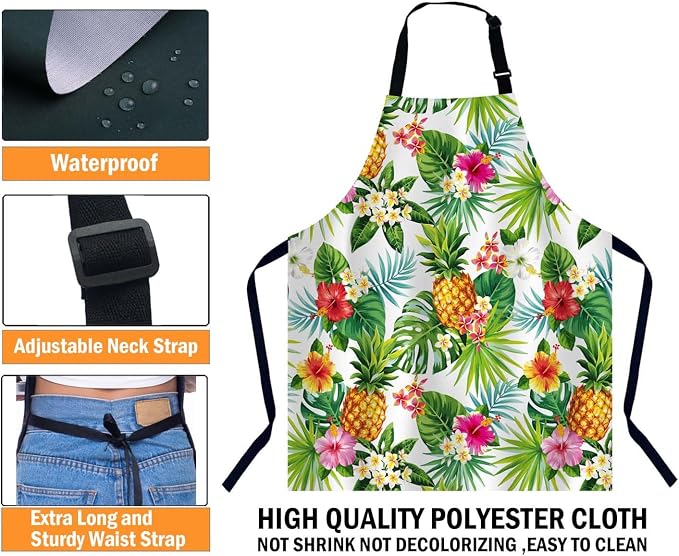 Pineapples and Leaf Chefs Apron, Cooking and Baking Apron for Men and Women, Kitchen Apron, Butchers Apron, BBQ & Catering Bibs - Image 3