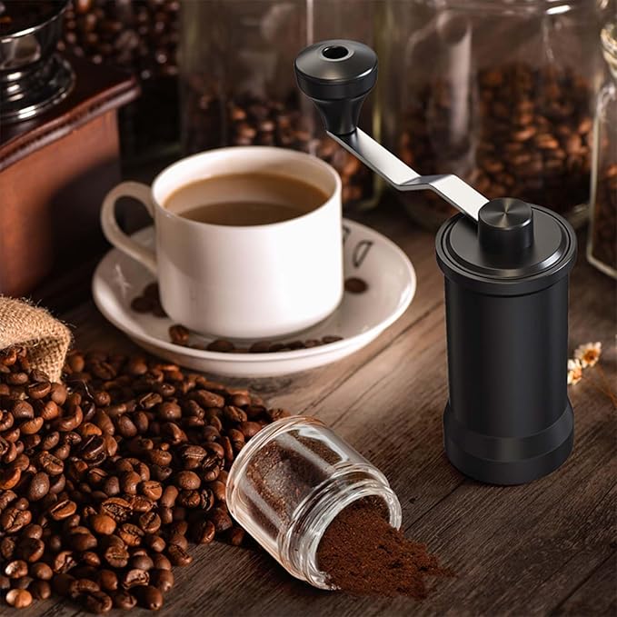 Manual Coffee Grinder, Ceramic Burr Coffee Grinder Manual Adjustable for Fine/Coarse Grind, Portable Spice Grinder with Cleaning Brush for Home, Travel, Camping