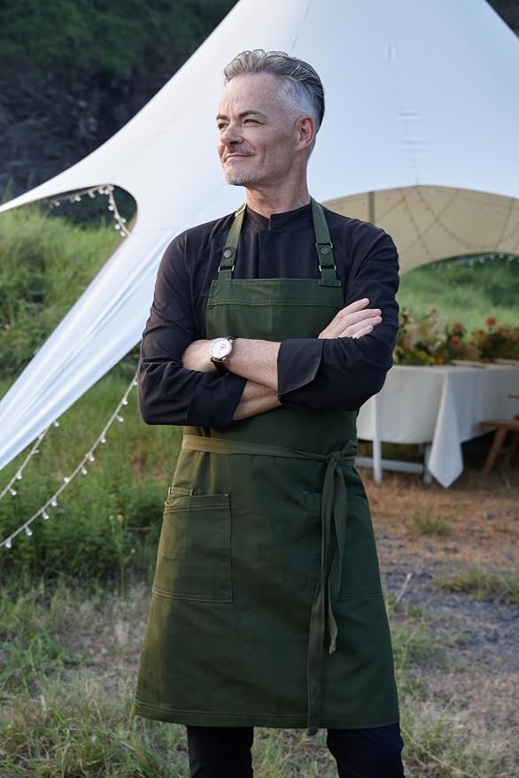 Chef Men Canvas Waterproof Apron Pocket 4251GB | Polyester Cotton Canvas Apron for BBQ Grilling Kitchen Cooking, Adjustable Neck, Durable & Comfortable - Image 5