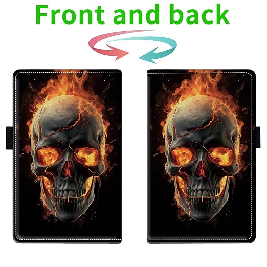Server Books for Waitress, with 7 Large Pockets, Waiter Serving Book, Waitstaff Server Order Pads, Cute PU Leather Server Book with Pen Holder Fit Server Apron, Fire Skull - Image 2