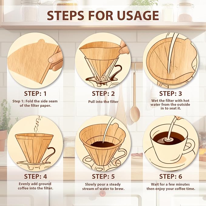 200 Count Coffee Filters V-60, Disposable Cone Coffee Filters 2-4 Cup, Unbleached Natural Paper Size 02 Paper Filters for Pour Over and Drip Coffee Maker
