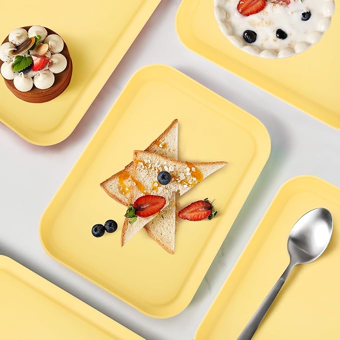 Yellow Plastic Serving Platters and Trays,Serving Dishes for Entertaining,Rectangular Platters for Serving Food, Appetizer Serving Trays for Snacks,Charcuterie,Chips,Candy,Fruit,Sushi