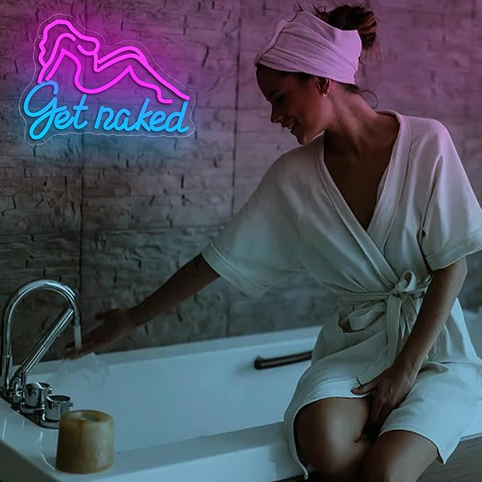 Get Naked Neon Sign for Wall Decor Pink Lady Body Neon Light Pretty Ladies Light Up Sign Pink Lights for Girls Room Bar Pub Party Birthday Preppy Wall Decor Aesthetic Size 13.8 * 10.3in（GLND348）
