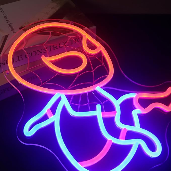"Spidey Sense" Neon Light - LED Spider Light Wall Art for Game Room, Dorm, Kids Room or Comic Fan Decor, Dimmable USB, Awesome Gift for Anime Movie Fans - Image 5