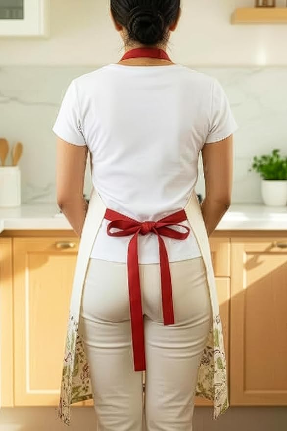 100% Cotton Printed Kitchen Apron with 2 Pockets for Men and Women – Adjustable Chef Apron - Machine Washable