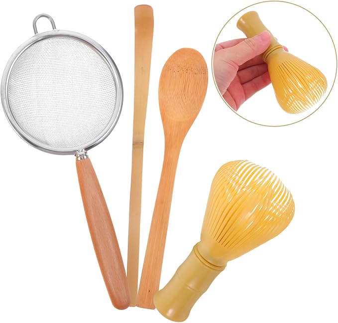 1Set Matcha Tool with Whisk Measuring Spoon and Fine Mesh Strainer for Home and Tea Shop Use Portable Safe and Practical Accessories for Smooth Matcha and Milk Tea