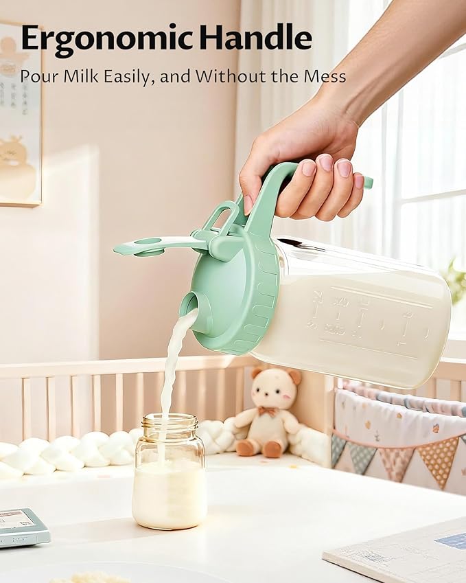 32oz Breast Milk Pitcher with Lid – Leak-Proof & Airtight Glass Storage Container, Breastfeeding Essentials for Breastmilk, Wide Mouth Mason Jar Pitcher, Fast Formula Maker