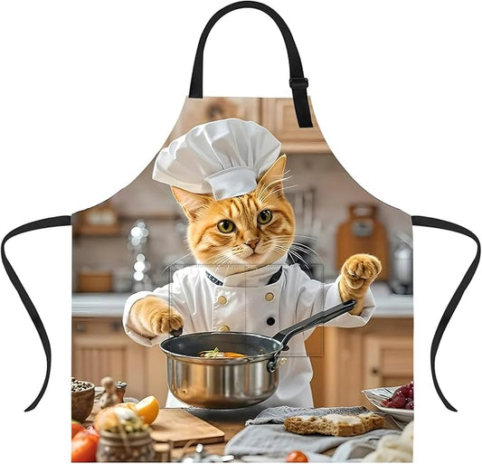 Funny Cat Apron with 2 Pockets Waterproof for Men Women Kitchen Garden Decor by THISFIND