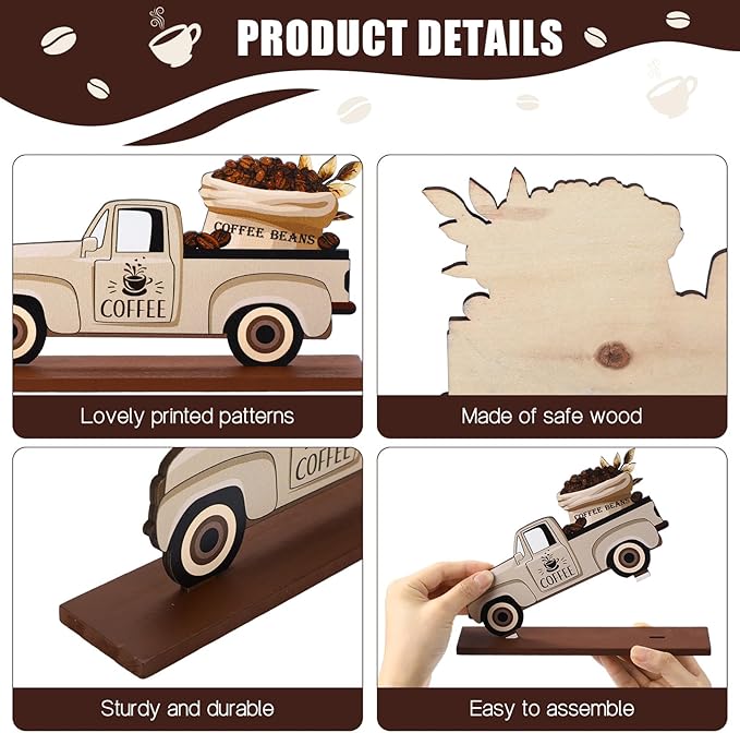 Blulu 5 Pieces Coffee Bar Decor Sign Farmhouse Coffee Bar Wood Signs Rustic Cafe Wooden Table Centerpiece Cafe Table Tiered Tray Decor for Home Kitchen Decorations