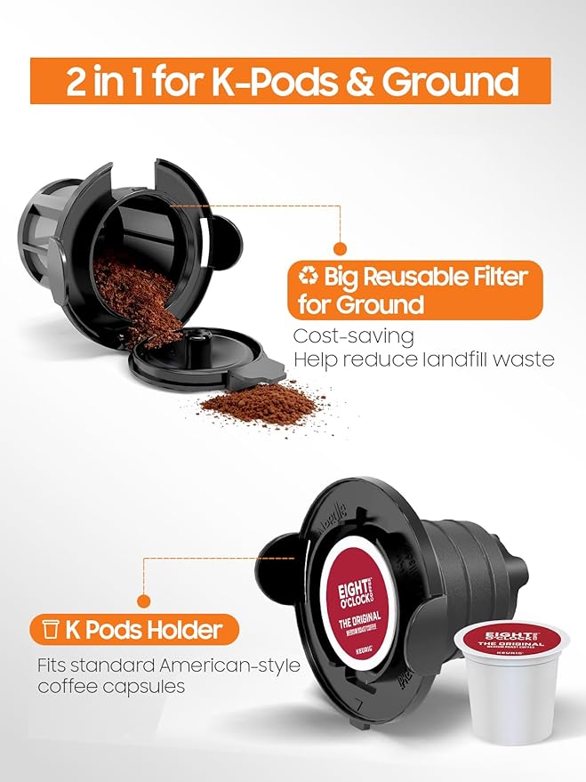 Single Serve Coffee Maker, Hot and Iced Coffee Maker for K Cup and Ground, 6 to 14 Oz Brew Sizes Single Cup Coffee Maker with Descaling Alert, Ideal for Home, Travel, RV and Dorm,Black