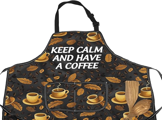 MNIGIU Barista Inspired Apron Coffee Lover Gift Keep And Have A Coffee Waterproof Apron With Pockets Drinkers Merch - Image 3