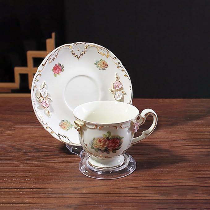 Artliving Clear Teacups and Saucer Display Easel Stand Holder,set of 6