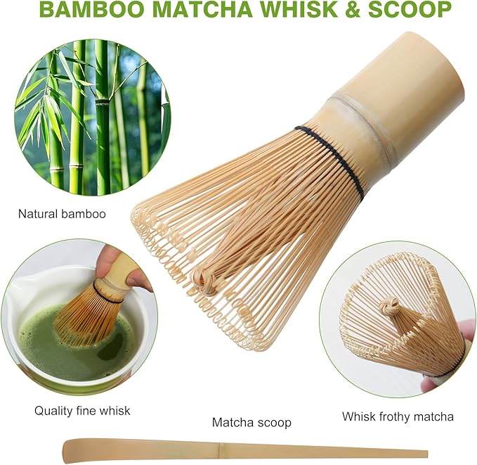 Matcha Whisk Set, Premium Complete Ceremonial Grade Matcha Set Includes Matcha Bowl, Bamboo Scoop, Matcha Whisk, Holder and Sifter