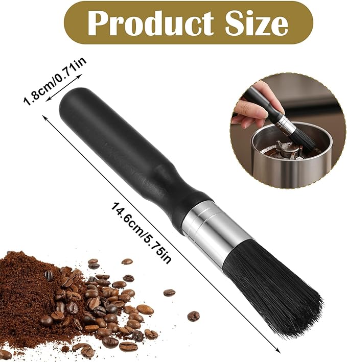 2 Pcs Coffee Grinder Cleaning Brush, Boar Bristle Espresso Brush Machine Cleaner with Wood Handle Barista Brushes Tool coffee Bar Accessories for Kitchen Portafilter Burr Maintenance