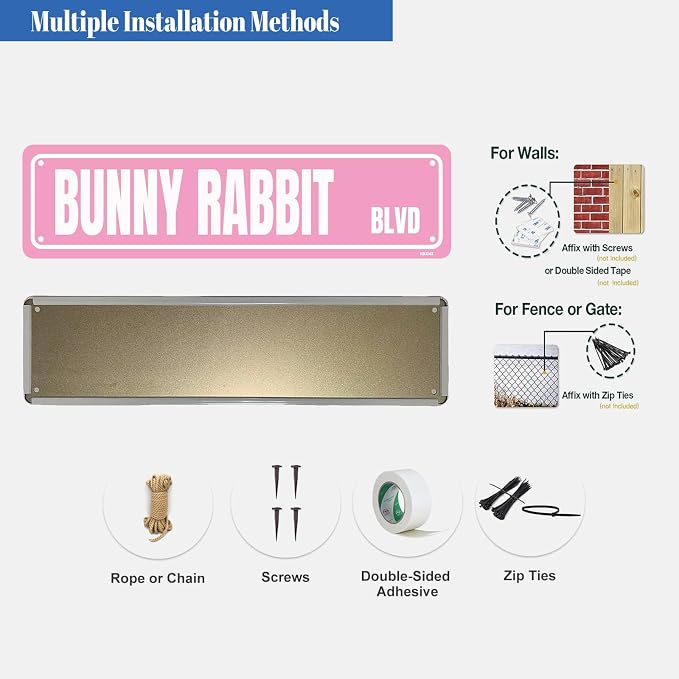 Bunny Rabbit Sign Metal Signs Street Road Sign Funny Cafes Bar Pub Beer Club Wall Home Decor 16X4 Inches - Image 4