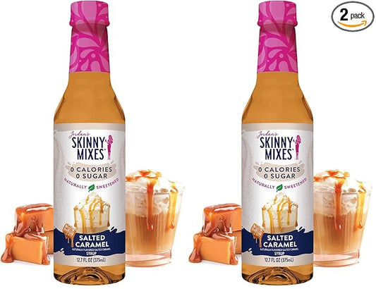 Jordan's Skinny Mixes Sugar Free Coffee Syrup,Salted Caramel Coffee Flavoring Syrup,Naturally Sweetened Zero Calorie Drink Mix,Lattes,Baking or Protein Shake,Dairy & Gluten Free,12.7 Fl Oz,(Pack of 2)