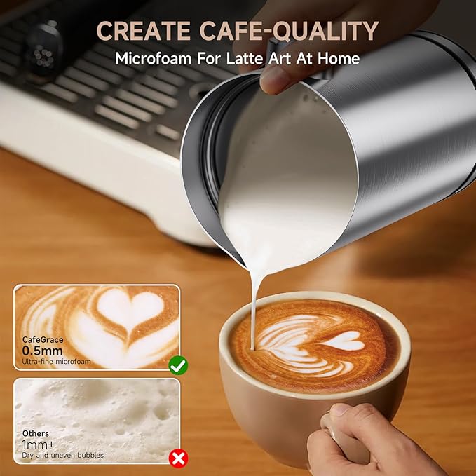 Milk Frother, 4 in 1 Milk Frother and Steamer with Two Whisks, Frothing Whisk and Heating Whisk, Automatic Warm and Cold Foam Maker for Coffee Latte Cappuccino Macchiato Hot Chocolate Matcha