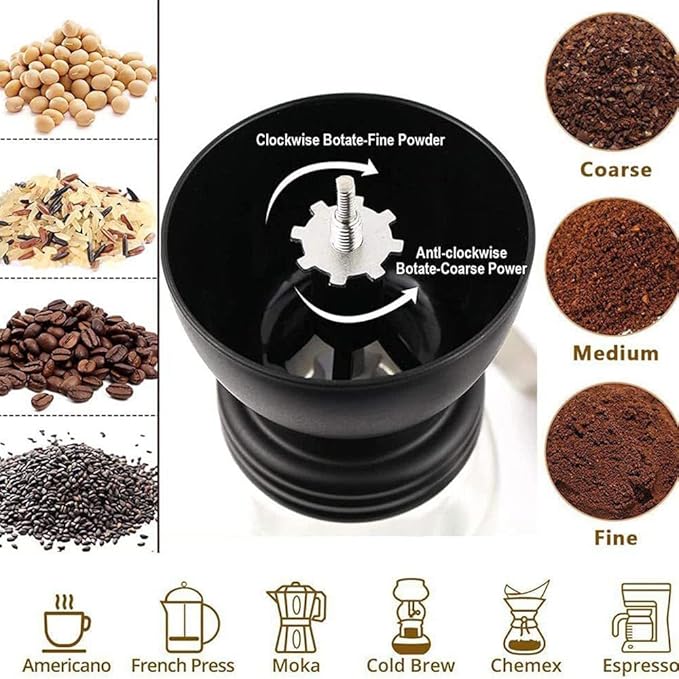 1pc Hand Grinding Coffee Machine Manual Small Grinder for Coffee Beans - Perfect for Home Use with wooden brush and stainless steel spoon