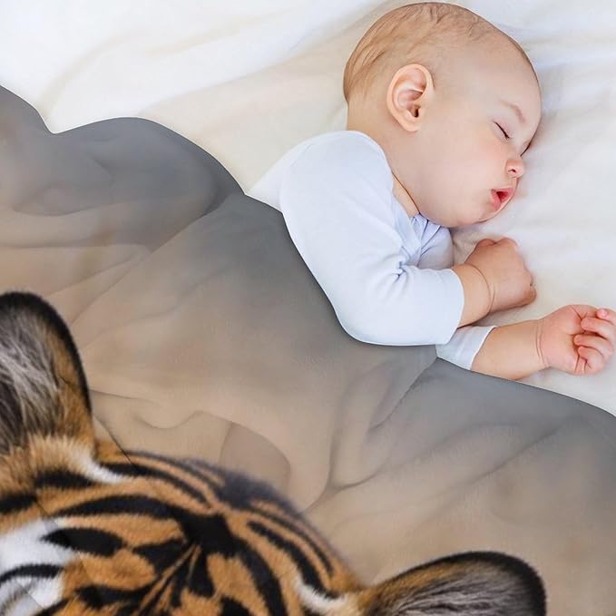 Beautiful Tiger Nature Grass Super Soft Throw Blanket, Blue Butterfly Flannel Fleece Decorative Throw for Sofa Couch Bedroom Decor Outdoor Use 30"x40"