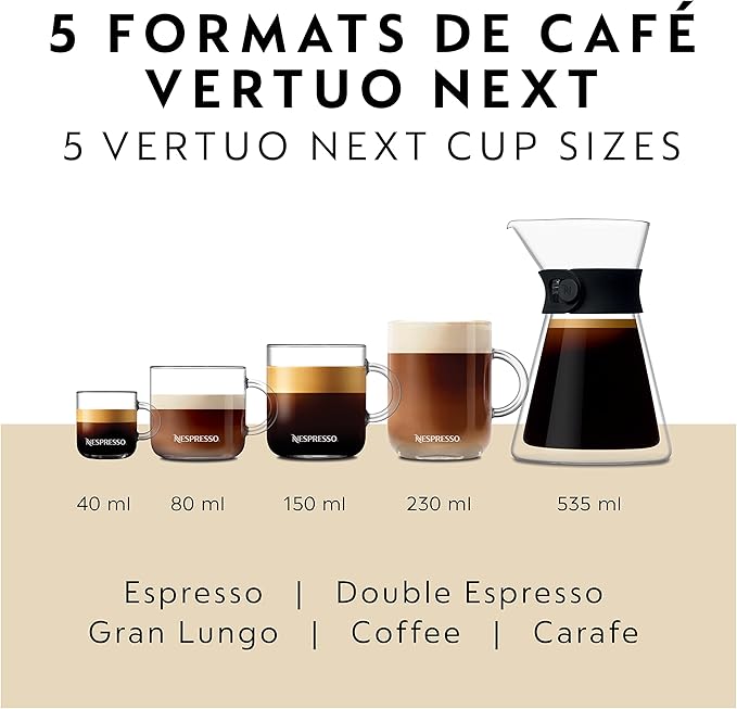 Nespresso Vertuo Next Coffee and Espresso Machine by De'Longhi, Black with Rose Gold