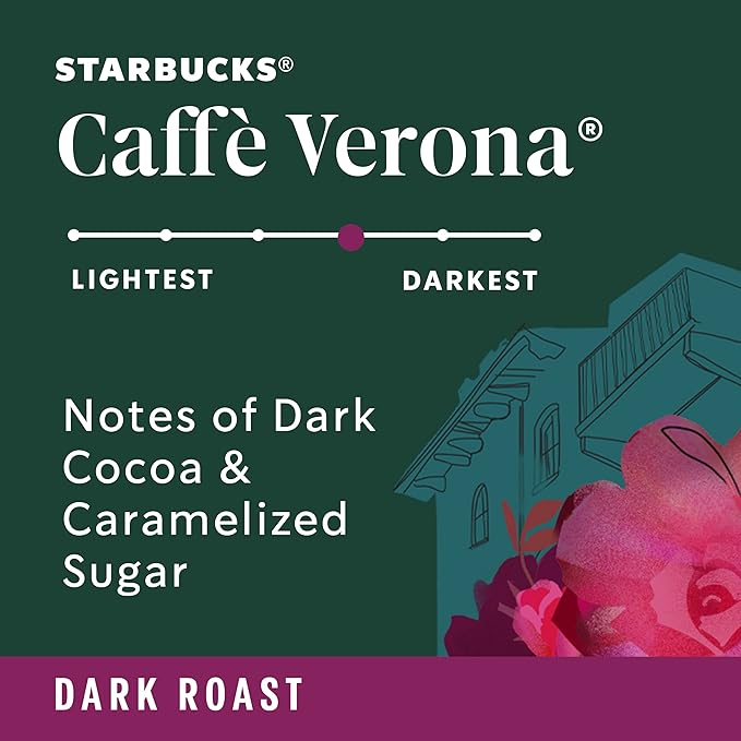 Starbucks K-Cup Coffee Pods, Dark Roast Hot or Iced Coffee, Caffè Verona, 96 Keurig Pods