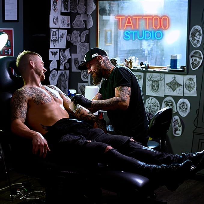 Tattoo Neon Sign For Wall Decor, Tattoo Studio Neon Sign Dimmable Tattoo Neon Light for Bedroom Tattoo Shop Salon Studio Garage Man Cave Game Room Wall Decoration