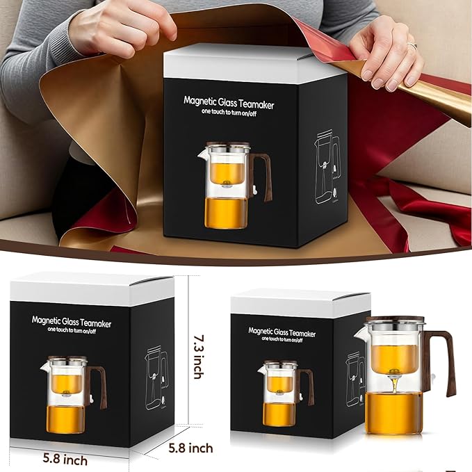 Magnetic Teapot, 24.3oz High Borosilicate Glass Teapot with Infuser, Loose Leaf Tea Steeper Pot, Heat Resistant Enchanti Tea Pot with Infusers for Herbal Leaf Brewing