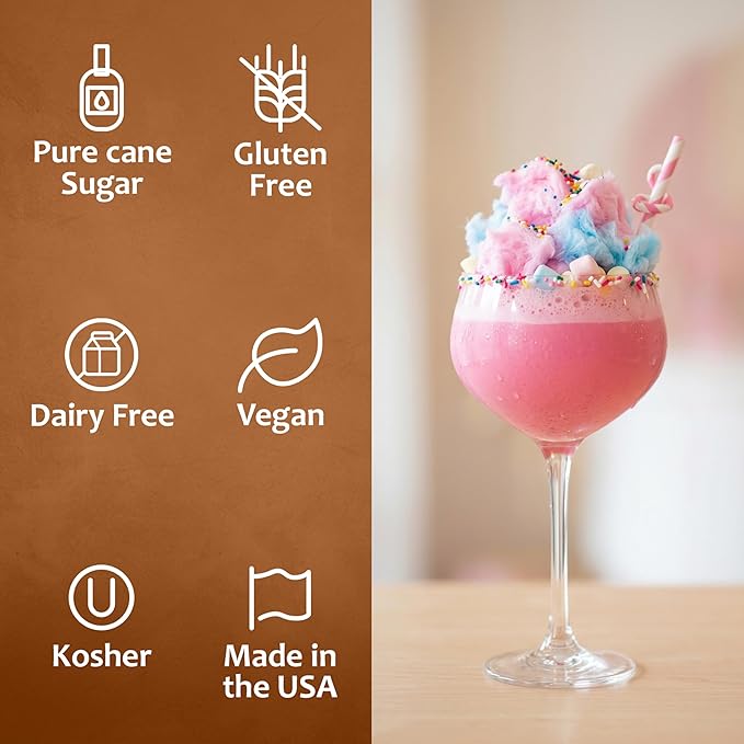 Syruvia Cotton Candy Syrup, Natural Flavors, Syrup for Drinks, Lattes, and Desserts – 25.4 fl oz
