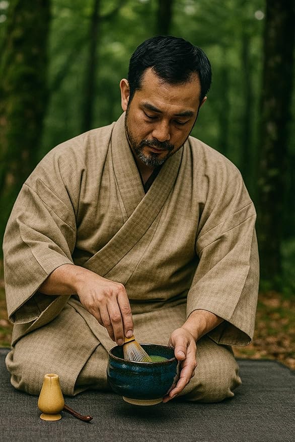 Japanese Traditional Handcrafted Matcha Chawan Tea Bowl Cup Ceremony Tableware Pottery (Tenmoku Seiryuu)