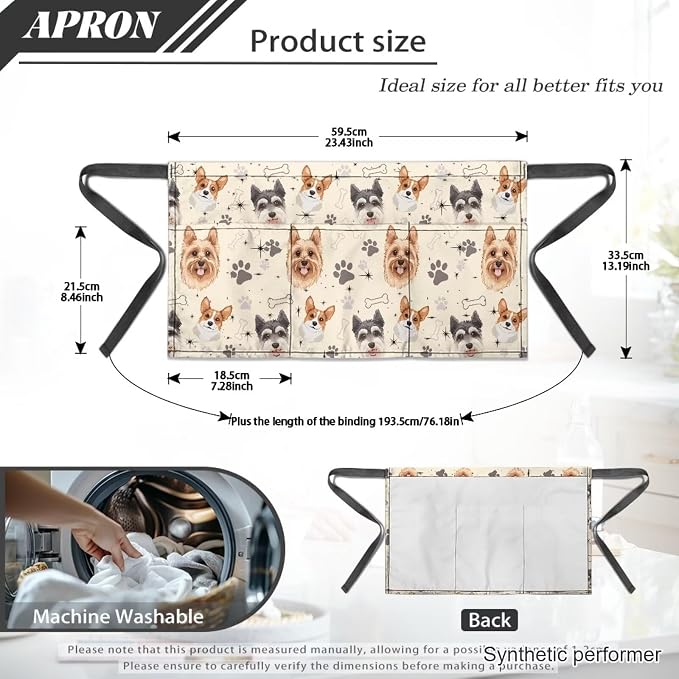 Waist Apron with 3 Pockets Waterproof 13 Inch Short Half Waist Aprons Women Men Server Aprons Waitress Waiter Apron - Image 7