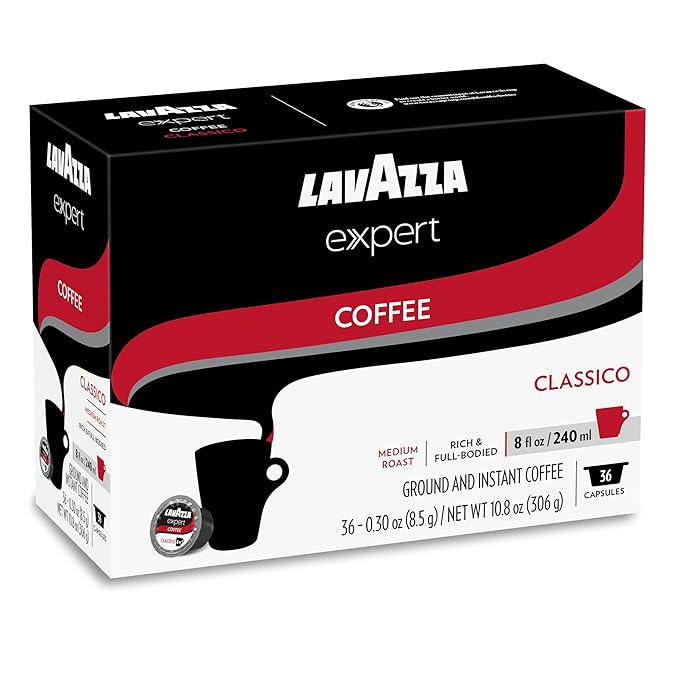 Lavazza Expert Classico Coffee Capsules, Medium Roast, Arabica and Robusta Blend, Compatible with Lavazza Classy Plus Machine (72 Capsules)