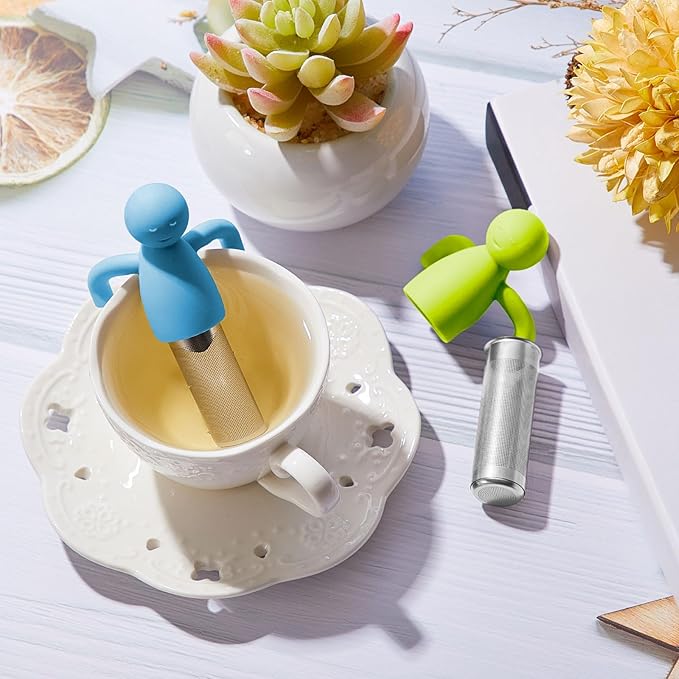 Hicarer 4 Pieces Tea Infuser for Loose Tea Cute Fine Mesh Strainer Stainless Steel Filter Ball Diffuser Steeper for Teacups Teapots (Blue,Green,Purple,Rose Red)