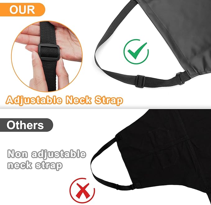 Gotega 4 Pack Waterproof Rubber PVC Apron Adjustable Dishwasher Apron-Women Men Heavy Duty Work Apron for Dishwashing Chemical Lab Butcher Grooming Black