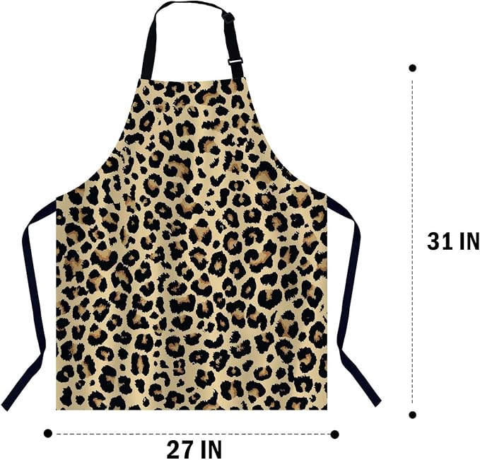 Leopard Print Waterproof Apron Kitchen Chef Aprons Bibs for Grooming Cooking Baking Painting Gardening - Image 2