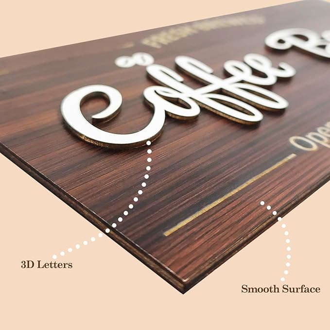 Uflashmi Coffee Bar Sign Wall Decor, Coffee Signs for Cafe Station Bar Kitchen Decorations, Cafe Station Accessories Decor Wall Art, Brown