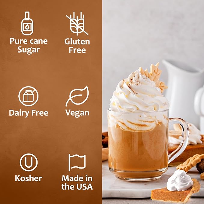Syruvia Pumpkin Pie Coffee Syrup, Flavored Syrup for Drinks, Lattes, and Desserts – 25.4 fl oz, With Pump