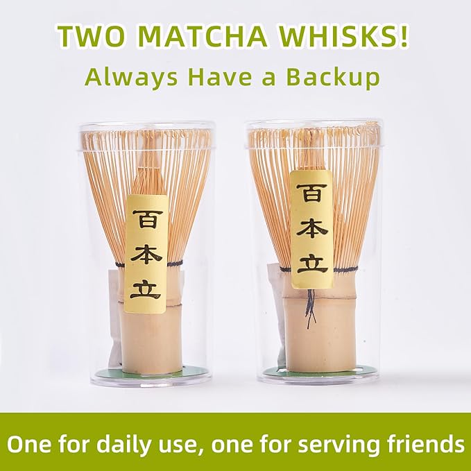 Matcha Whisk Set, Matcha Set Includes 2X Matcha Whisk, Matcha Bowl and Chasen Holder, Bamboo Scoop, Scoop Rest, Sifter - 7 Pcs Matcha Kit for Tea Ceremony, Gift for Matcha Lover (Blue to Black)