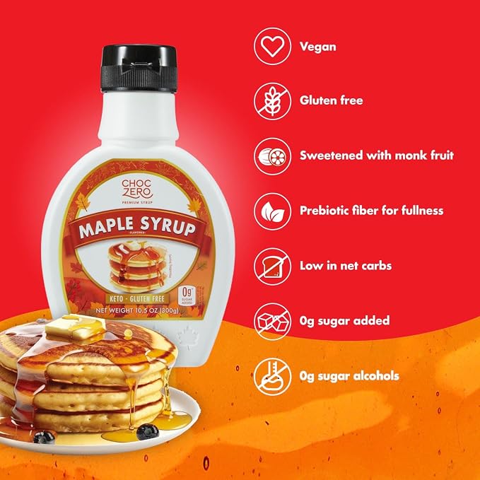 ChocZero Maple Syrup, Sugar Free, Low Carb, Sugar Alcohol Free, Gluten Free, No Preservatives, Non-GMO Dessert and Breakfast Topping Syrup, 10.5oz (Pack of 1) - Image 3