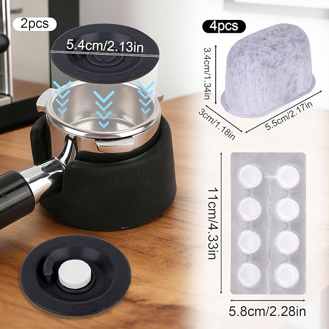 Espresso Maintenance Kit Compatible with Ninja Luxe Coffee Machine, 2pcs Silicone 54mm/2.13in Backflush Discs, 4 Water Filters & 8 Espresso Care Tablets for Daily Machine Care Cafe Accessories - Image 2