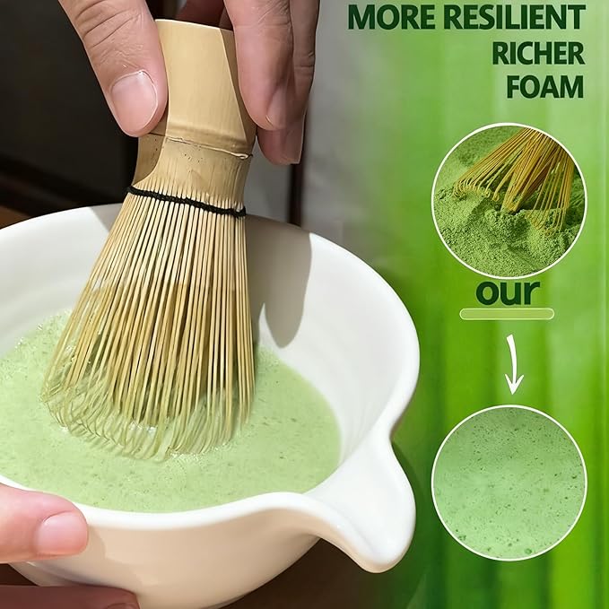 Clay&Fire Matcha Whisk, 2 Pack Handcrafted Bamboo Whisk for Matcha Powder, Traditional Japanese Chasen for Matcha Stirrer, 100% Natural Matcha Wisk