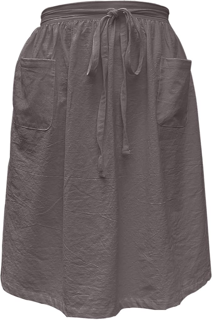 Unisex Chef Aprons White Retro Cotton Maid Short 2 Pockets Waist Waiter Waitress Half Apron by Caatoor