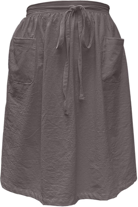 Unisex Chef Aprons White Retro Cotton Maid Short 2 Pockets Waist Waiter Waitress Half Apron by Caatoor